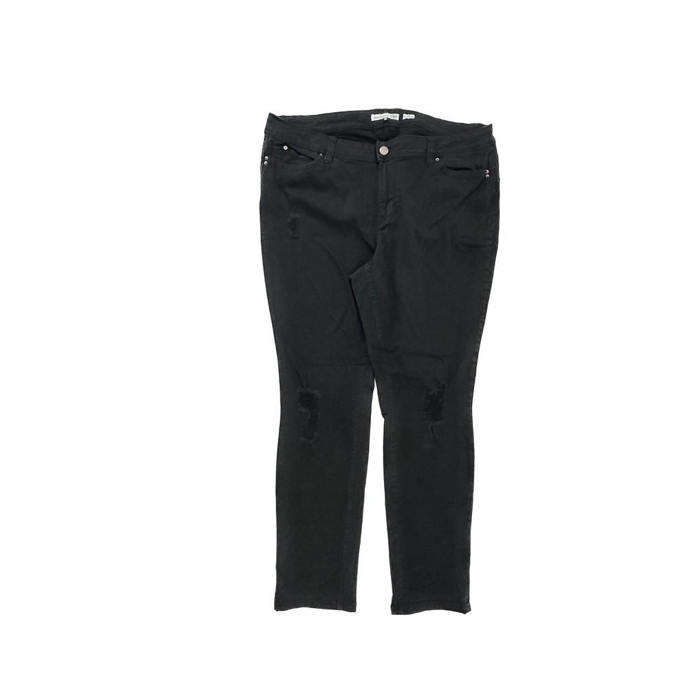YMI WannaBettaButt Black Mid Rise Distressed Skinny Jeans Plus Size 20